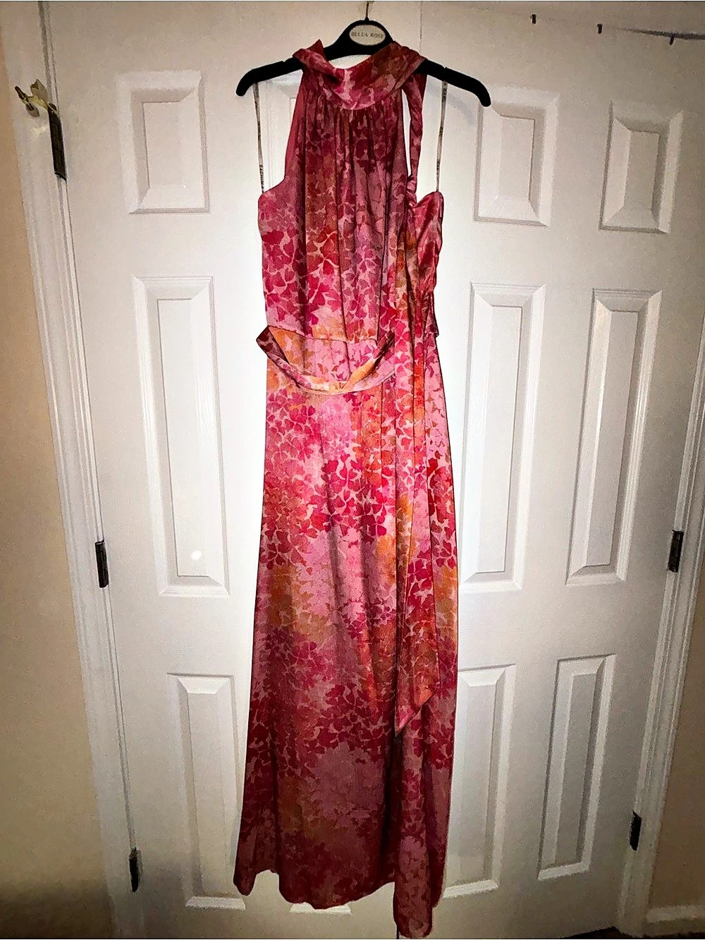 Sachin & Babi Diana Pink and Orange Floral Georgette Maxi Gown size 10